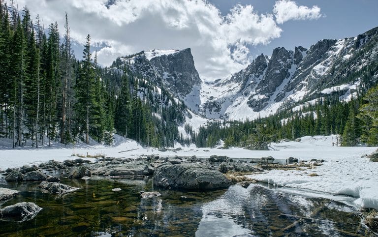 RMNP - View of Hallets Peak from Dream Lake - May 12, 2016 3:46 PM